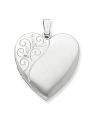 Sterling Silver 24mm Polished Swirl Heart Locket. Metal Wt- 5.09g