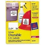 41qR 0Oj8zL. SL160  Avery 6578 Permanent white durable i.d. labels for laser printers, 2 x 2 5/8, 750/pack