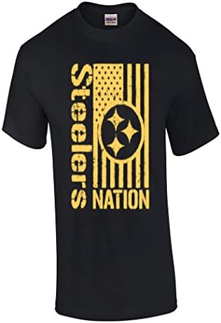 Zoobie Apparel Men's Steelers Nation Beautiful DIstressed Fan Art Unisex T-shirt (Black-Small)