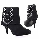 Damen Schuhe, Stiefeletten, L030, Synthetik in hochwertiger Leder Optik, Schwarz, Gr 36