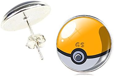 JewelryX - 1pair Pokemon Go Ball Pokeball Glass Cabochons Stud Earrings Fashion Women Men #2