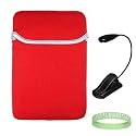 Red / Black Amazon Kindle DX Reversible Carrying Sleeve + Black Ebook Reader Light + Live*Laugh*Love Wrist Band!!! (Kindle DX Not Included)