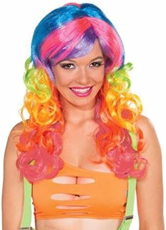 Popcandy Club Candy: Candi Swirl Long Multi Colored Curly Wig with Bangs