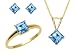 Jewelry : 10k Yellow Gold, December Birthstone, Coated Blue Topaz Ring, Pendant and Earring Set, Ring Size 7