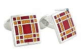 David Donahue Sterling Plaid Wine Cufflink - Wine 95096502