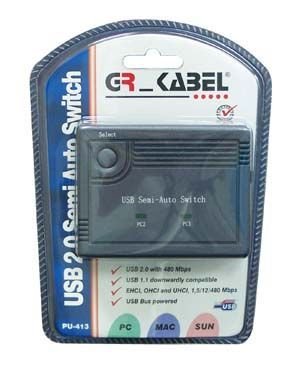 GR KABEL USB 2.0 Semi-Auto Switch - 2-fach zwei User teilen sich ein USB-Gerät z.B. Drucker, Scanner, oder ähnlich