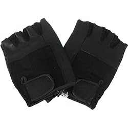 NWT- BLACK FINGERLESS LEATHER BIKER CHOPPER GLOVES * Extra Extra Large