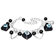 Fashion Black Evil Eye Square Beads Ball Love Heart Womens Bracelet