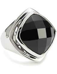ELLE Jewelry Sterling Silver Black Agate Ring