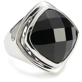 ELLE Jewelry Sterling Silver Black Agate Ring