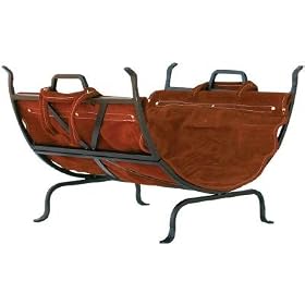 Olde World Iron Log Holder With Suede Leather Carrier by UniFlame
