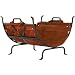 OLDE WORLD IRON LOG HOLDER WITH SUEDE LEATHER CARRIER