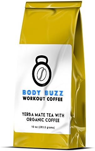 Body Buzz Workout Coffee - Perfectly Stimulating Organic Coffee Blended with Yerba Mate, Ground Coffee