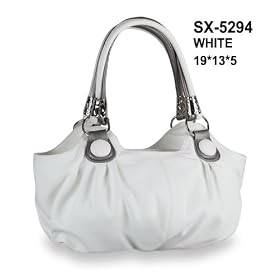 Women Handbag Purse Fashion New Design Faux Leather Hobo Tote Bag White