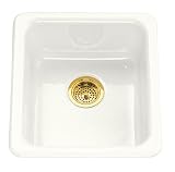 KOHLER K-6584-0 Iron and Tones Self-Rimming Undercounter Kitchen Sink, White