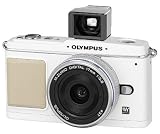 Olympus Pen E-P1 Compact System Camera (17mm Silver Pancake Lens & VF-1 External Optical View Finder Kit) - White