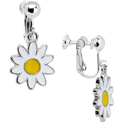 Dangling Daisy Clip On Earrings