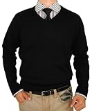 Luciano Natazzi Classic Fit V-Neck Premium Cotton Sweater with a Cashmere Touch