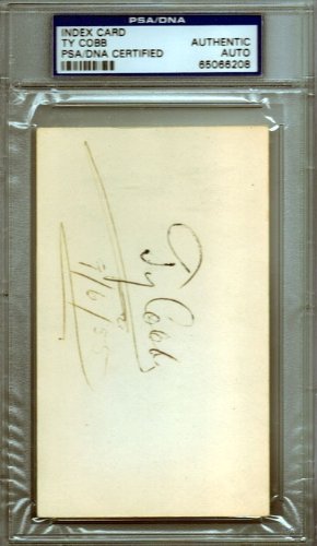 Ty Cobb Autographed/Hand Signed 3x5 Index Card PSA/DNA Slabbed #65066208