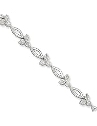 Flower Cluster Diamond Tennis Bracelet in Sterling Silver - 7 inch