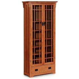 Craftsman Wide Six shelf Bookcase With Glass Doors, 6-SHELF, DARK OAK by Home Decorators Collection