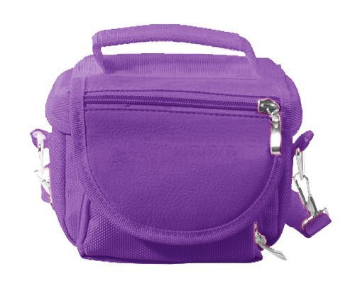 Purple Travel Bag Small Compact Digital Camera Carry Case & Shoulder Strap - Ideal For Canon, Casio, Panasonic, Nikon, Olympus, Pentax, Samsung, Sanyo, Sigma, Sony, Kodak, Aigo, AgfaPhoto, BenQ, Epson, Fujifilm, GE, Genius, Leica, Polaroid, Praktica, Ricoh, Rollei, Vivitar