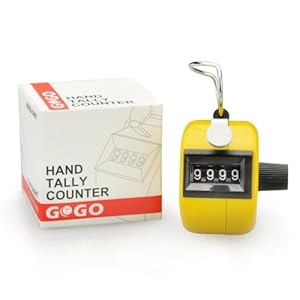 GOGO Plastic Tally Counter, 4 Digit Hand Counter Clicker - Yellow