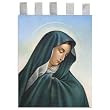 Church Banner - Our Lady of Sorrows - Cotton Canvas with Archival Inks and UV Coating - Border Rings for Rod Hanging. Print Size 24"x36"