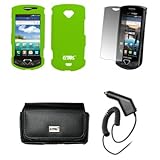 EMPIRE Black Leather Case Pouch with Belt Clip and Belt Loops + Neon Green  ....