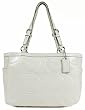 Coach Gallery Embossed Signature Stitch Patent Leather Tote Bag 18326 Ivory White