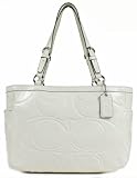 Coach Gallery Embossed Signature Stitch Patent Leather Tote Bag 18326 Ivory White
