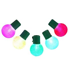 Set of 10 LED Multi-Color G30 Sugared Christmas Lights - Green Wire