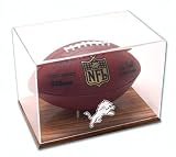 Detroit Lions Oak Base Football Logo Display Case