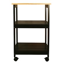 Catskill Craftsmen Utility Kitchen Cart, Black Base Natural Top