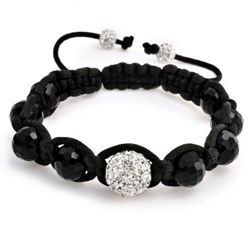 Bling Jewelry White Crystal Bead Faceted Black 