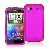 HTC SENSATION DECORO BRAND PREMIUM PROTECTOR CASE - RUBBER HOT PINK