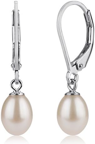 Queen Jewelers Sterling Silver Cultured Freshwater Pearls Leverback Earrings 7-8mm - Pink