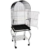 Brand New Parrot Bird Cage Cages Dome W/stand on Wheels 20x20x58, Black