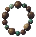 African Turquoise Bead and Natural Dark Wood Beaded Bracelet