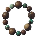 African Turquoise Bead and Natural Dark Wood Beaded Bracelet