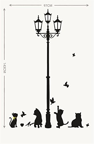 Kaymi Removable Wall Stickers Environmental The new lamp luminous cat wall stickers living room bedroom wall stickers decorative wall stickers cartoon cat fluorescence+Paris night Fluorescent Wall Stickers
