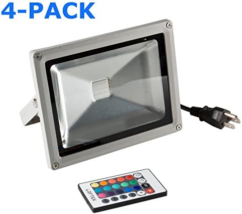 50watts Waterproof Remote Control 50w RGB 16 Color Changing LED Flood Light with Memory Function,high Powered with Plug. 4-pack
