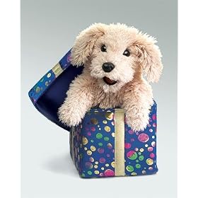 Gift Box Puppy Puppet by Folkmanis Hand Puppets