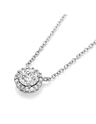 Diamoni Collection 1.2 Carat Simulated Diamond Round Necklace 16~18" Adjustable Platium Plated Sterling Silver Necklace