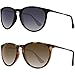 WOWSUN Polarized Sunglasses for Women Vintage Brown Gradient Lens 2 Pack Black Leopard Frames Tortoise Shell Sun Glasses Shades