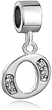 Letter O Charms Bracelet Clear Crystal Dangle Alphabet Beads