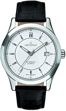 GROVANA 1208.2532 Men's Automatic Swiss Watch with White Dial Analogue Display and Black Leather Strap