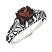 Antique Finished Sterling Silver Cushion Cut Genuine Mozambique Garnet Filigree Ring (2 1/5 CT.T.W)