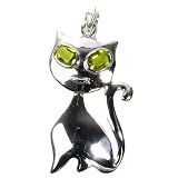 STERLING SILVER BROOCH 47X27mm - Peridot CZ
