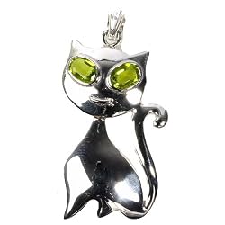 STERLING SILVER BROOCH 47X27mm - Peridot CZ